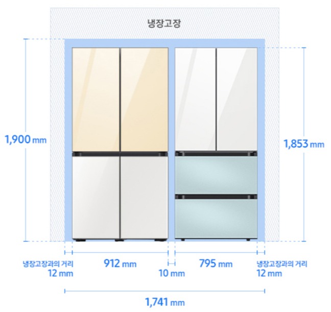 [색상선택형] 삼성전자 비스포크 김치플러스 키친핏 4도어 내장고 420L